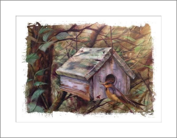 Картины, фото с паспарту Bird house