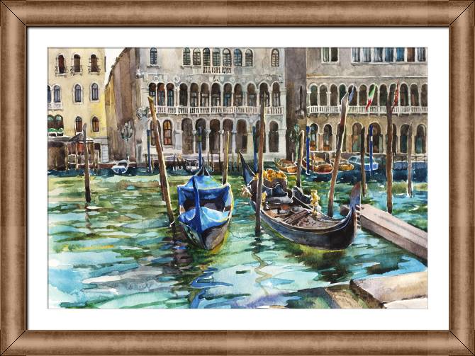 Paintings on canvas Two gondola station on Grand Canal