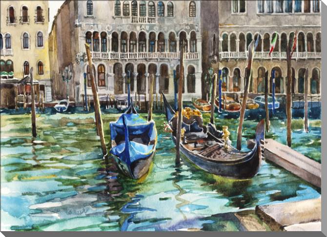 Купить и печать на заказ Картины на пластике, пеноркартоне Две гондолы на станции Гранд-Канал