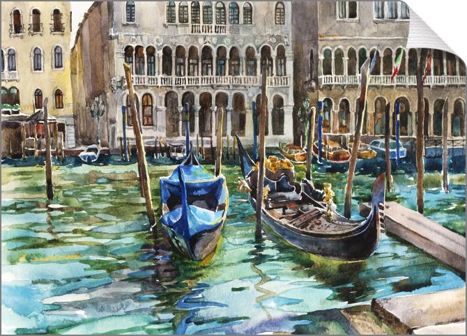 Купить и печать на заказ Картины на холсте Две гондолы на станции Гранд-Канал