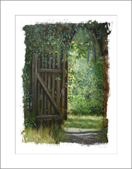 Картины, фото с паспарту Garden gate