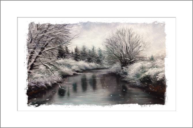 Картины, фото с паспарту Winter lake