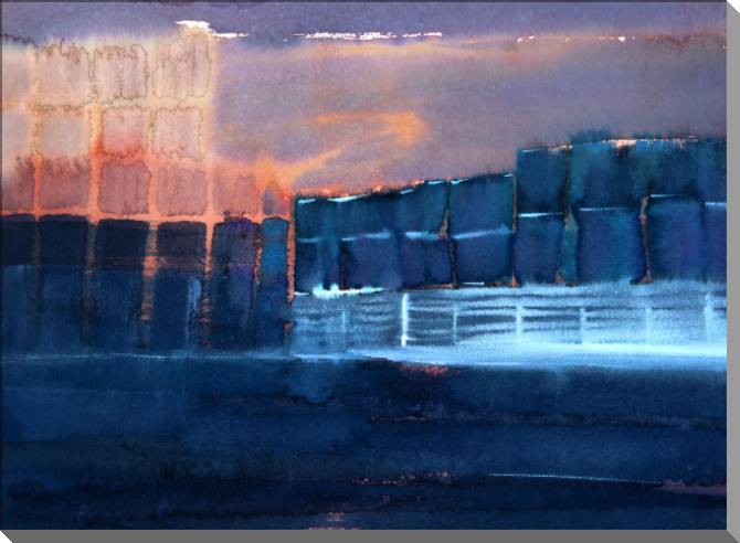 Купить и печать на заказ Картины на пластике, пеноркартоне Акварельный абстрактный город