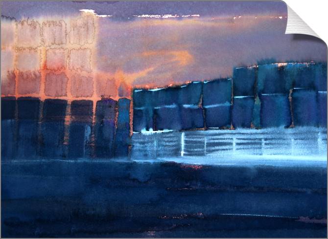 Купить и печать на заказ Картины на холсте Акварельный абстрактный город