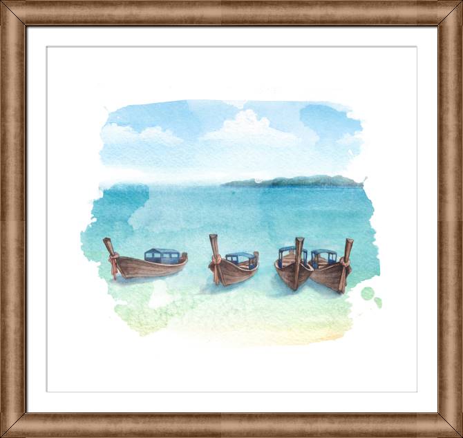 Купить и печать на заказ Картины на холсте Четыре лодки у берега