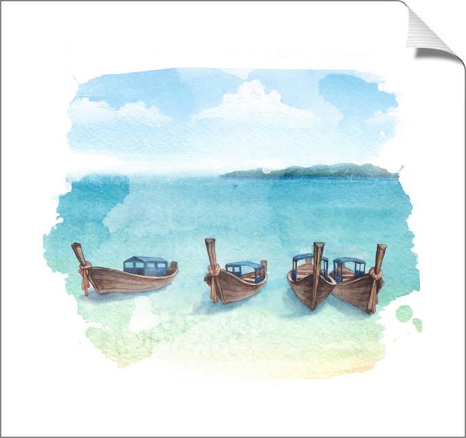 Купить и печать на заказ Картины на холсте Четыре лодки у берега