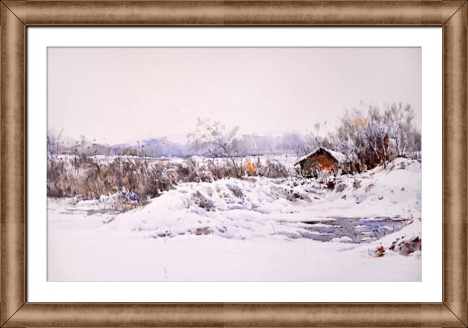 Купить и печать на заказ Картины на холсте Снежная сельская местность