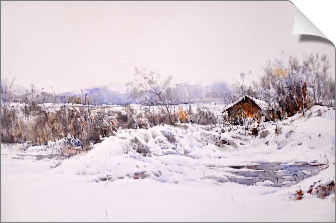 Купить и печать на заказ Картины на холсте Снежная сельская местность