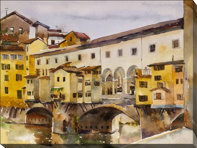 Paintings on canvas Rainy day on the Ponte Vecchio