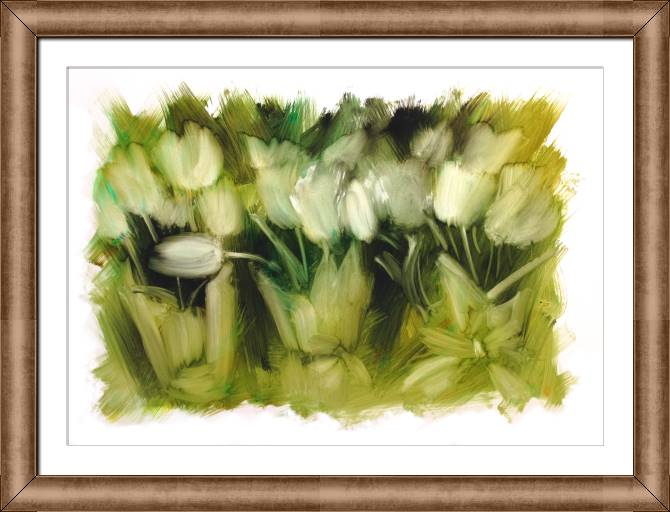 Купить и печать на заказ Картины на холсте Белые тюльпаны маслом