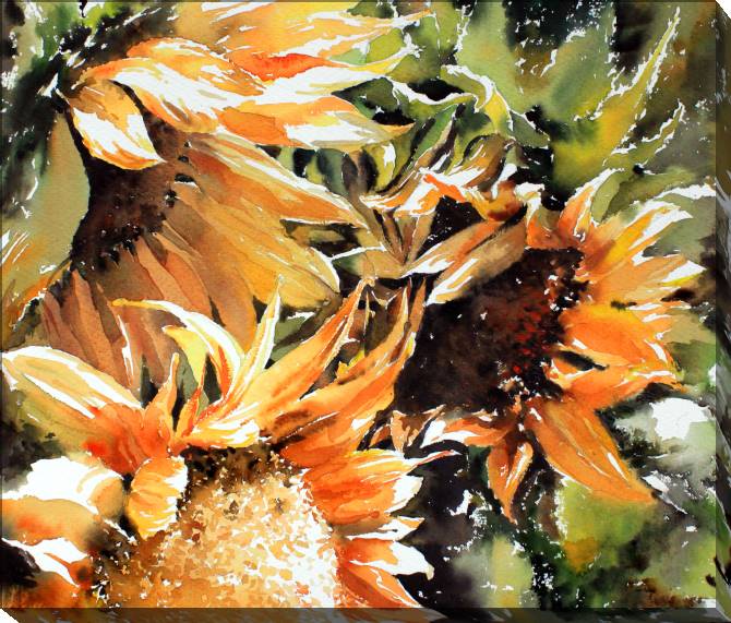 Paintings on canvas Scenic watercolor sunflowers