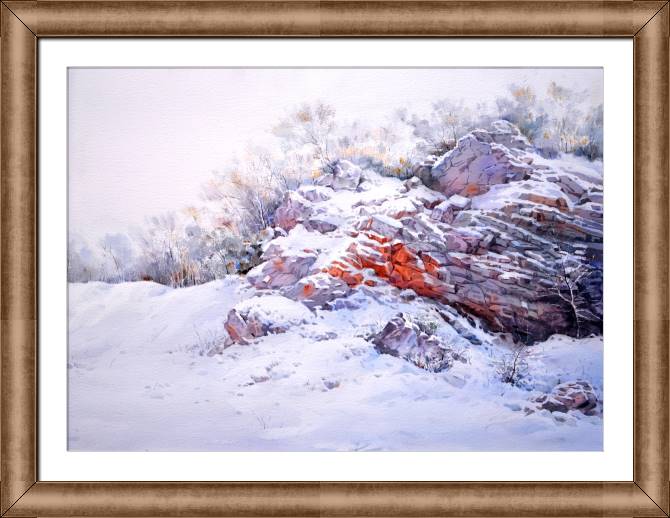 Картины в рамке, багете Snow-covered rocks