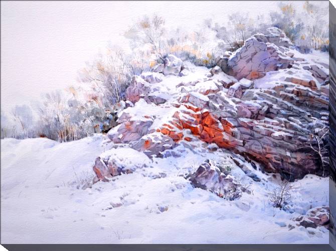 Paintings on canvas Snow-covered rocks