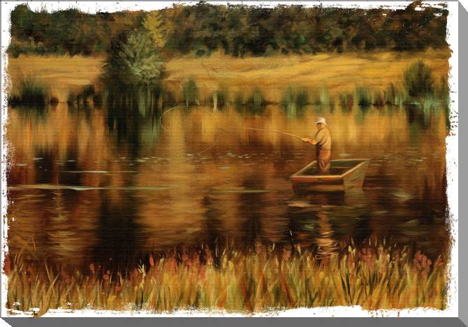 Картины на холсте Fisherman on the lake