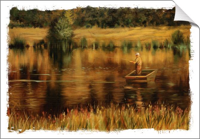 Купить и печать на заказ Картины на холсте Рыбак на озере