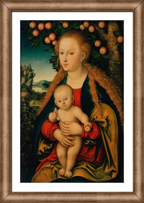 Купить и печать на заказ Картины на холсте Мадонна с Младенцем под яблоней