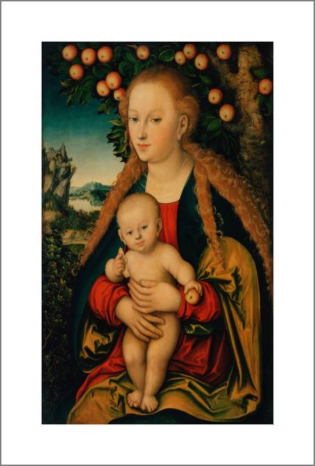 Купить и печать на заказ Картины, фото с паспарту Мадонна с Младенцем под яблоней