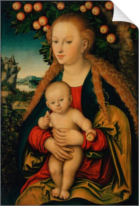 Купить и печать на заказ Картины на холсте Мадонна с Младенцем под яблоней