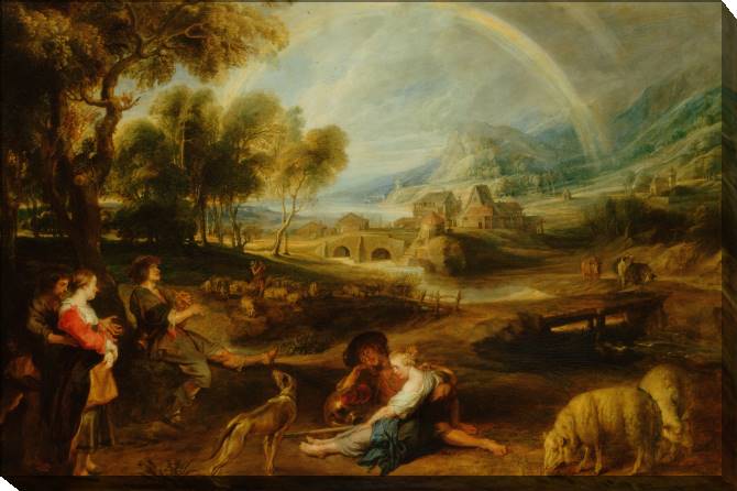 Картины на холсте Landscape with a rainbow (Peter Paul Rubens)