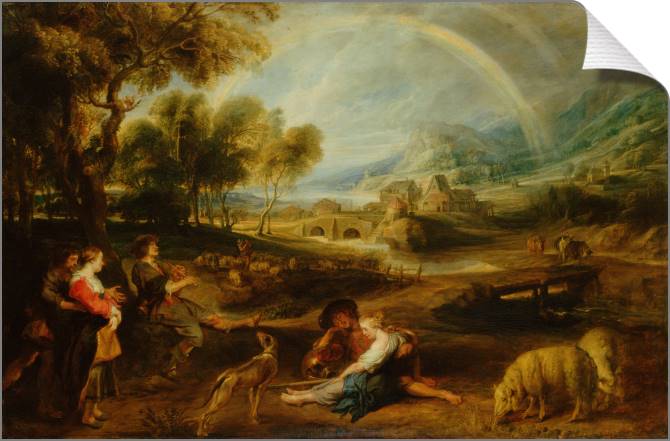 Купить и печать на заказ Картины на холсте  Пейзаж с радугой 