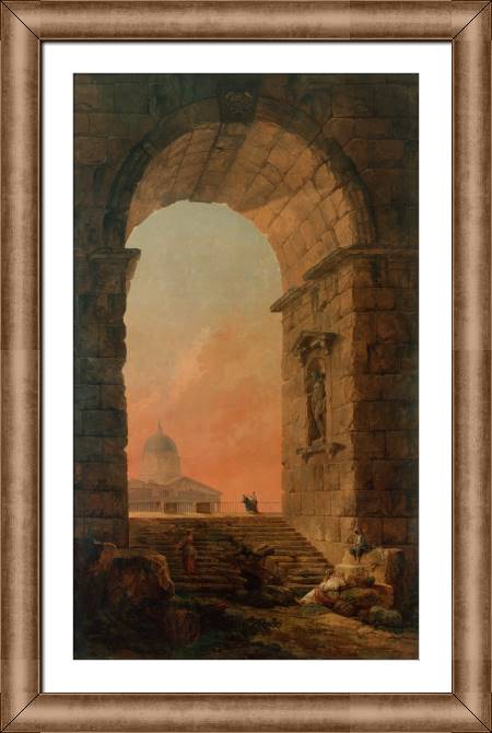 Купить и печать на заказ Картины на холсте Пейзаж с аркой и куполом собора Святого Петра в Риме