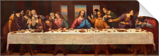 Купить и печать на заказ Картины на холсте Фреска Тайная вечеря в костёле св.Вацлава XIX в.