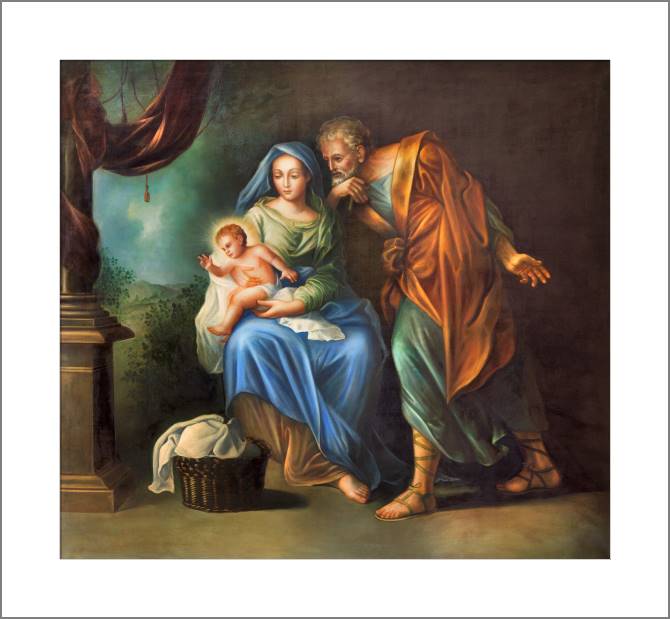 Купить и печать на заказ Картины, фото с паспарту Семья святых (церковь Iglesia Santo Angel XVIII в.)