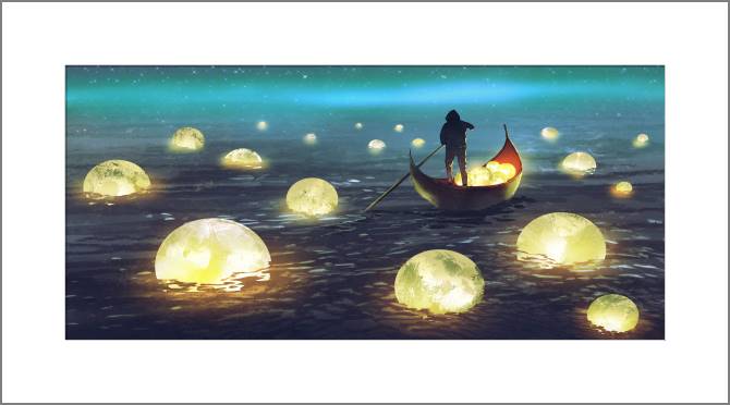 Купить и печать на заказ Картины, фото с паспарту Ловец лун