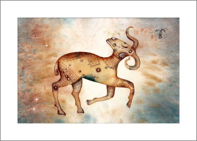 Купить и печать на заказ Картины, фото с паспарту Знак зодиака Овен