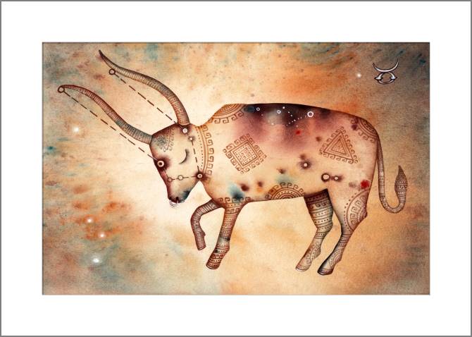 Купить и печать на заказ Картины, фото с паспарту Знак зодиака Телец