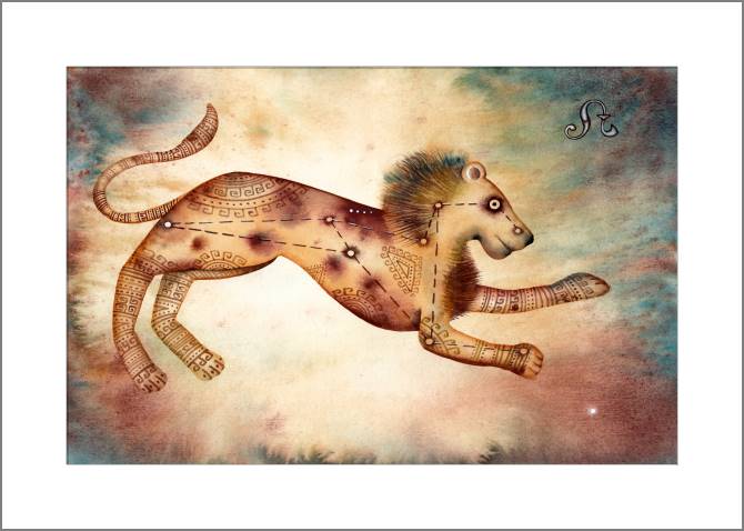 Купить и печать на заказ Картины, фото с паспарту Знак зодиака Лев