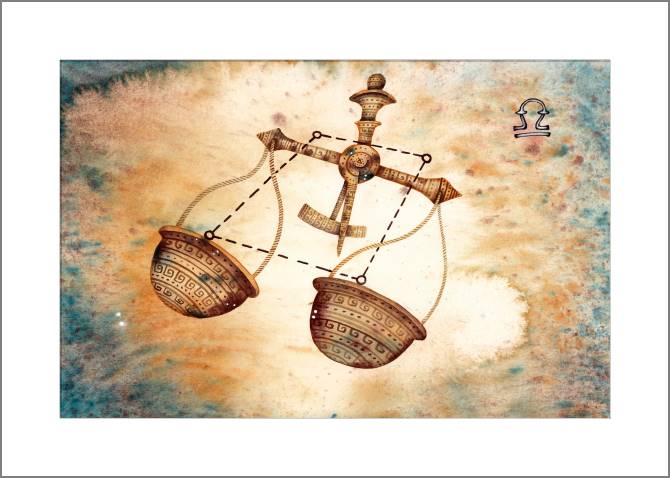 Купить и печать на заказ Картины, фото с паспарту Знак зодиака Весы