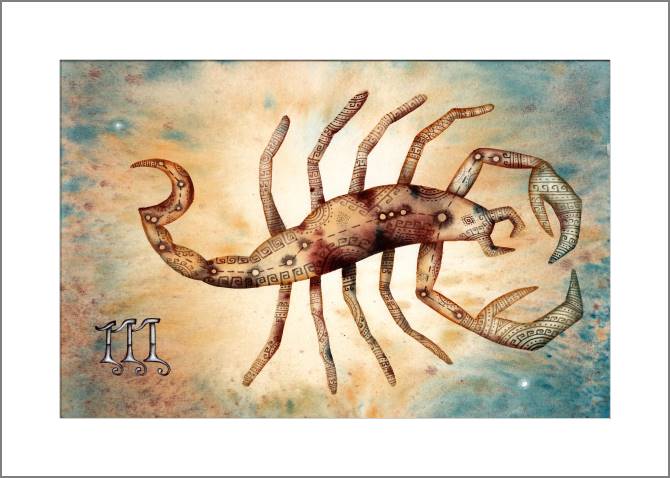 Купить и печать на заказ Картины, фото с паспарту Знак зодиака Скорпион