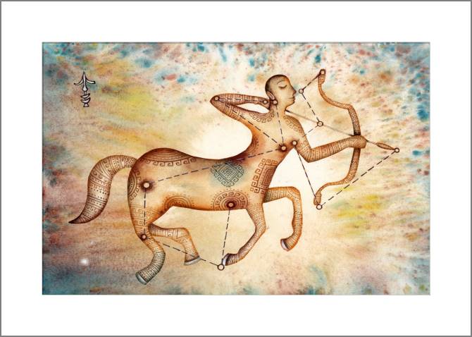 Купить и печать на заказ Картины, фото с паспарту Знак зодиака Стрелец