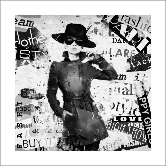 Купить и печать на заказ Картины, фото с паспарту Стильная девушка, стрит-арт