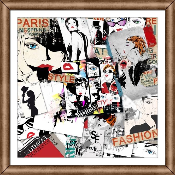 Купить и печать на заказ Картины на холсте Серия коллаж с рисунками и текстом fashion 3