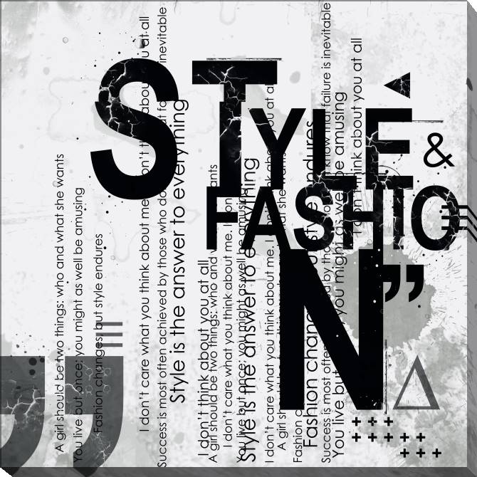 Paintings on canvas Series collage with pictures and text fashion_4