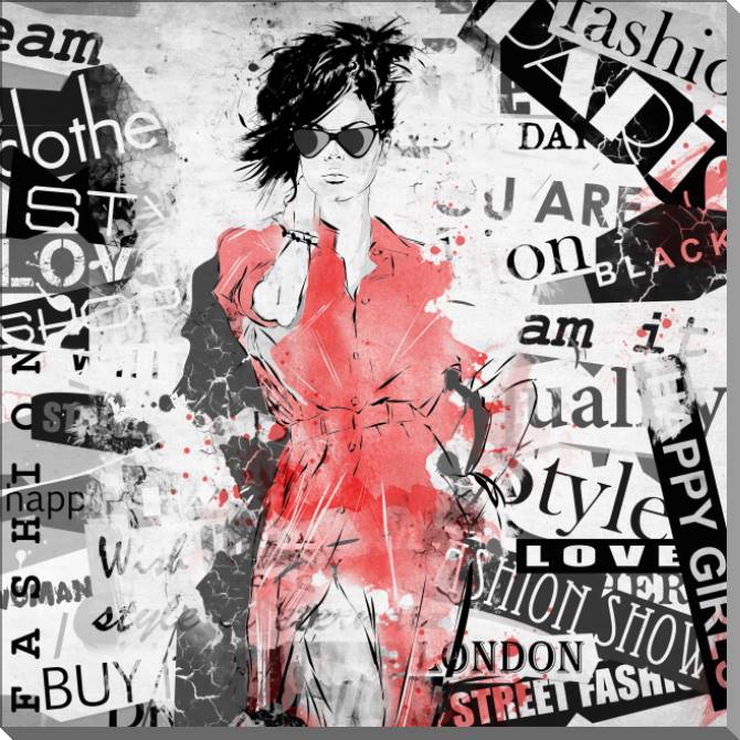 Купить и печать на заказ Картины на пластике, пеноркартоне Девушка в красном плаще