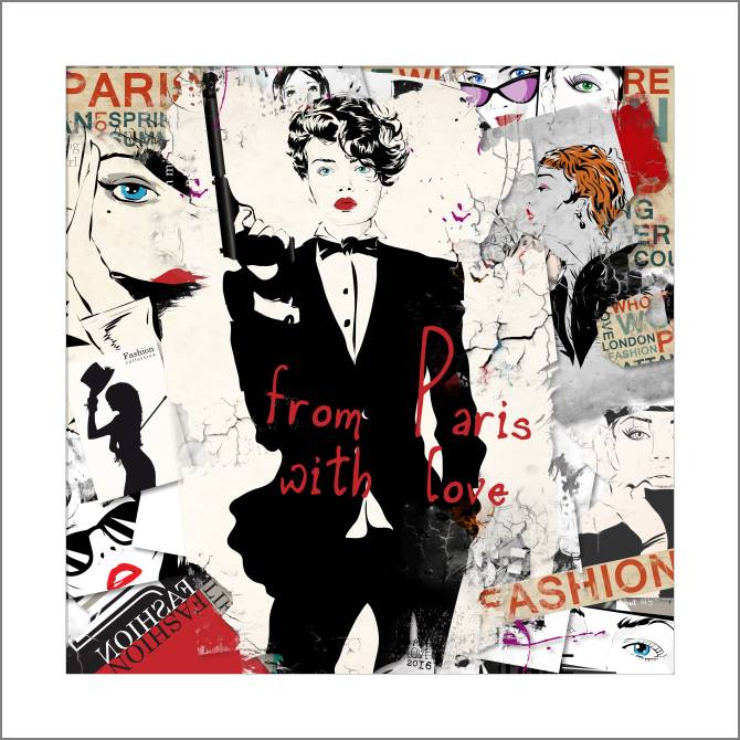 Купить и печать на заказ Картины, фото с паспарту Стильная и опасная, стрит-арт