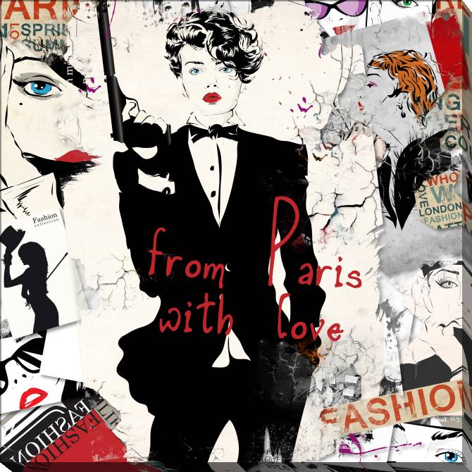 Paintings on canvas Series collage with pictures and text fashion_8