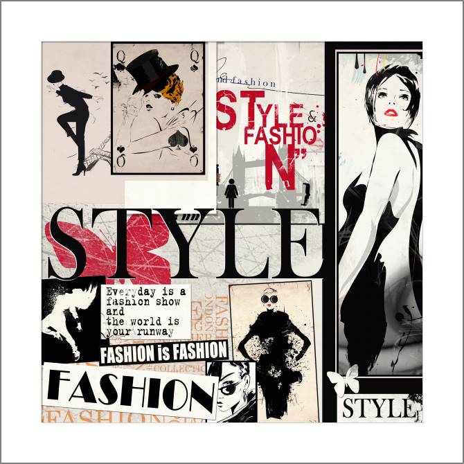 Купить и печать на заказ Картины, фото с паспарту Коллаж на тему модного журнала