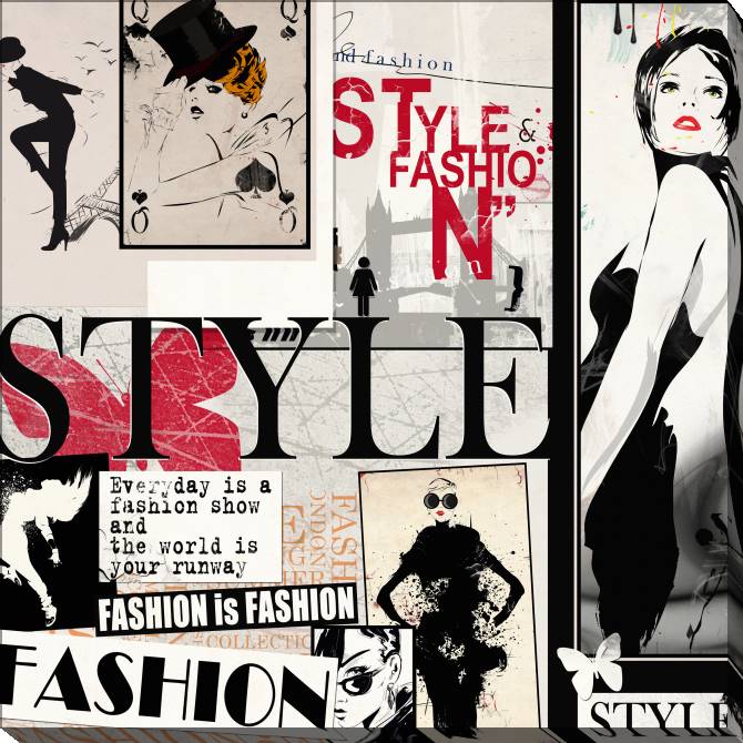 Картины на холсте Series collage with pictures and text fashion_9