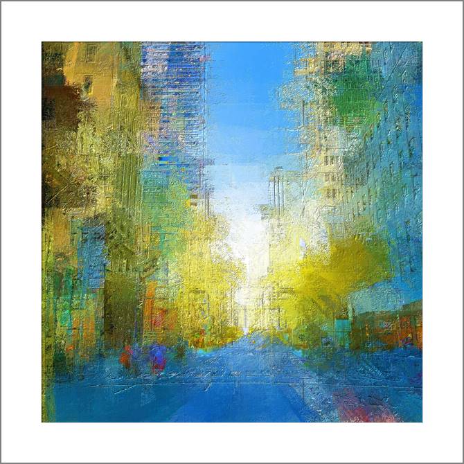 Купить и печать на заказ Картины, фото с паспарту Городская солнечная абстракция