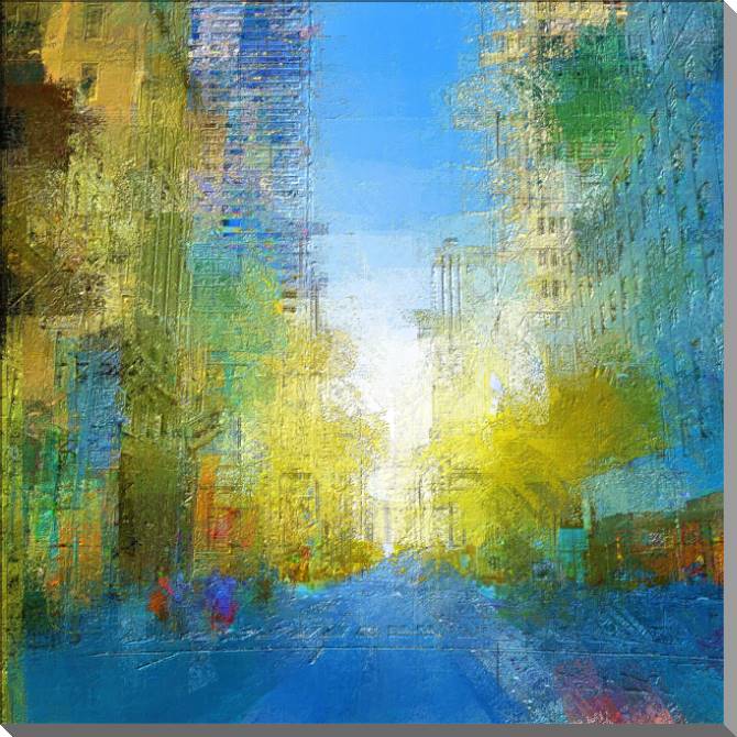 Купить и печать на заказ Картины на пластике, пеноркартоне Городская солнечная абстракция