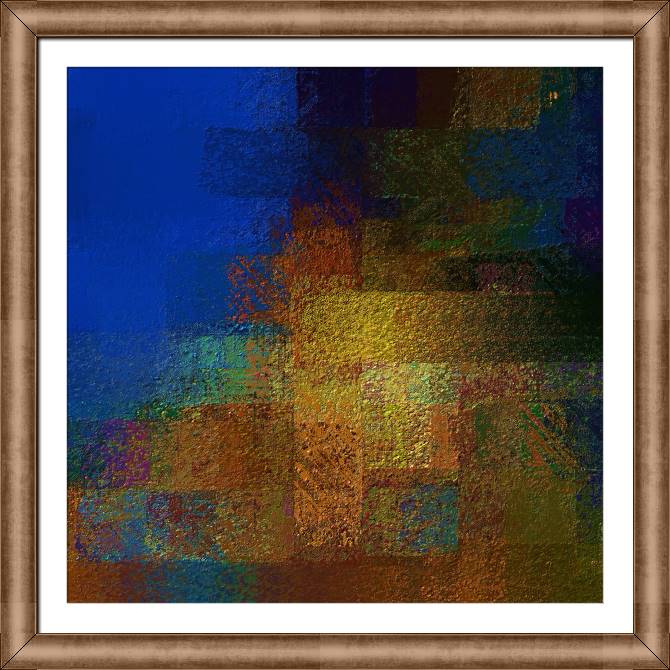 Купить и печать на заказ Картины на холсте Золотисто-коричневые мазки на синем фоне