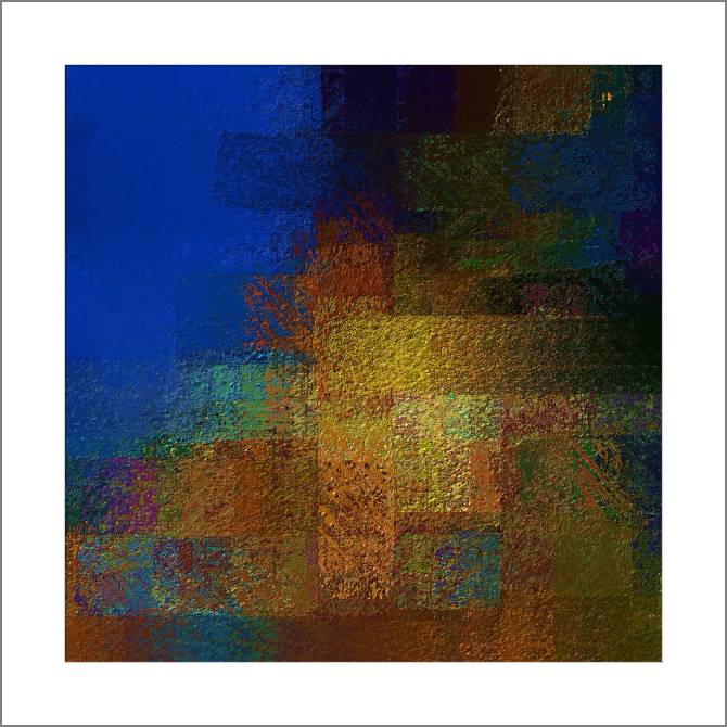 Купить и печать на заказ Картины, фото с паспарту Золотисто-коричневые мазки на синем фоне