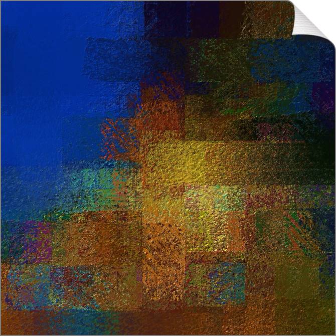 Купить и печать на заказ Картины на холсте Золотисто-коричневые мазки на синем фоне