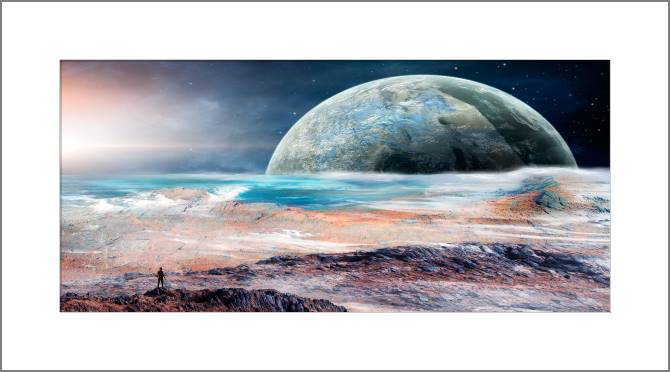 Купить и печать на заказ Картины, фото с паспарту Космический горизонт