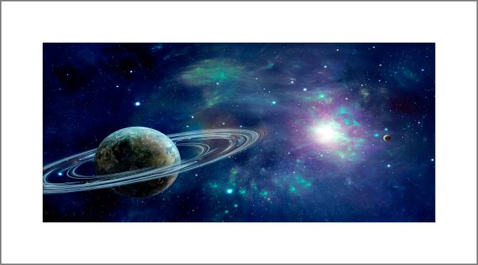 Купить и печать на заказ Картины, фото с паспарту Фантастический Сатурн