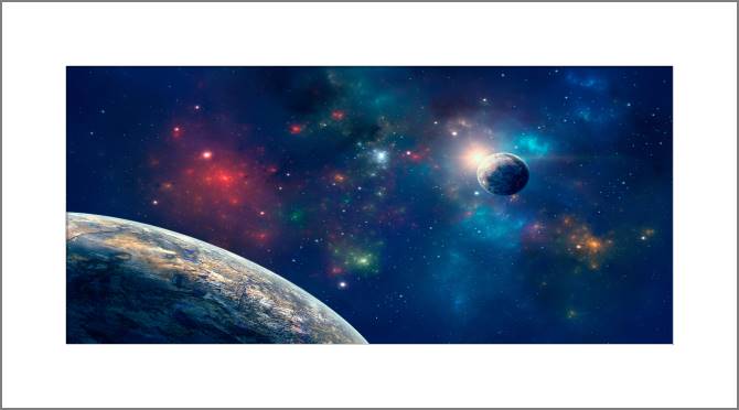 Купить и печать на заказ Картины, фото с паспарту Бескрайний космос